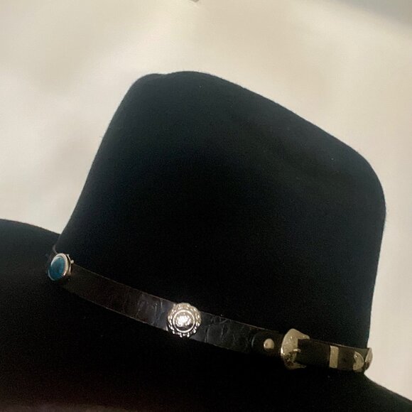 Brand New with Tags Authentic Vintage Western Cowboy Hat Black Wool 7" - Picture 2 of 8